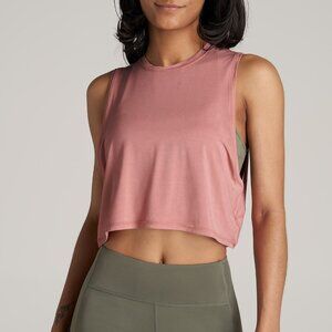 American Tall Athletic Cropped Muscle Tank Top for Tall Women in Clay Sunrise Si